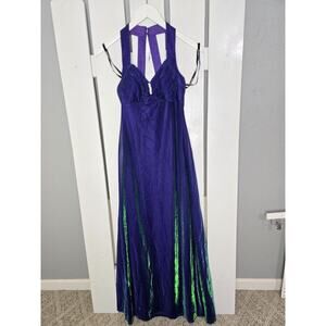 Morgan And Co Babydoll Purple Green Iridescent Mesh Maxi Dress SM Mermaid Fairy‎